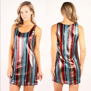 HEARTLOOM stripe sequin tank dress